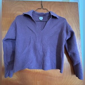 Purple long sleeve ribbed sweater